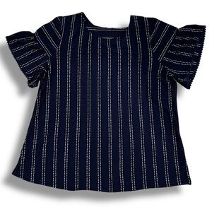 W5 Womans Blouse Top Pink Plus 1X Geometric Short Sleeve Round Neck Pullover